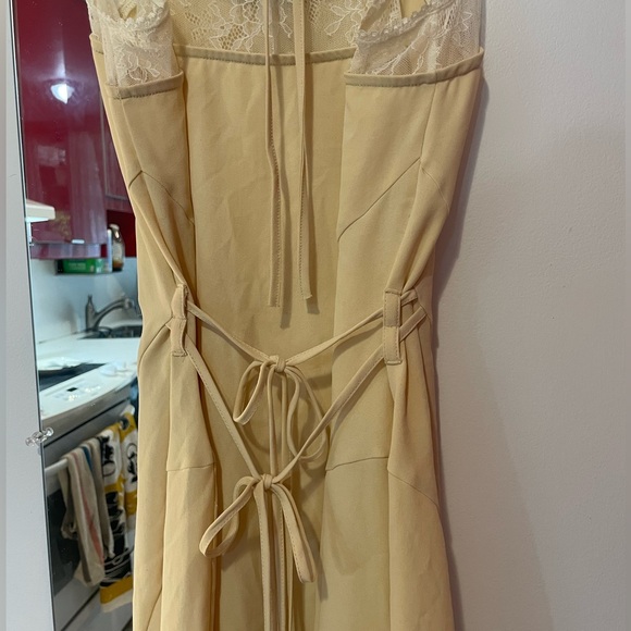 Light Yellow Layered Halter Mini Dress - Picture 6 of 7